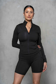 Bella Mock Neck Zip-Up Jacket