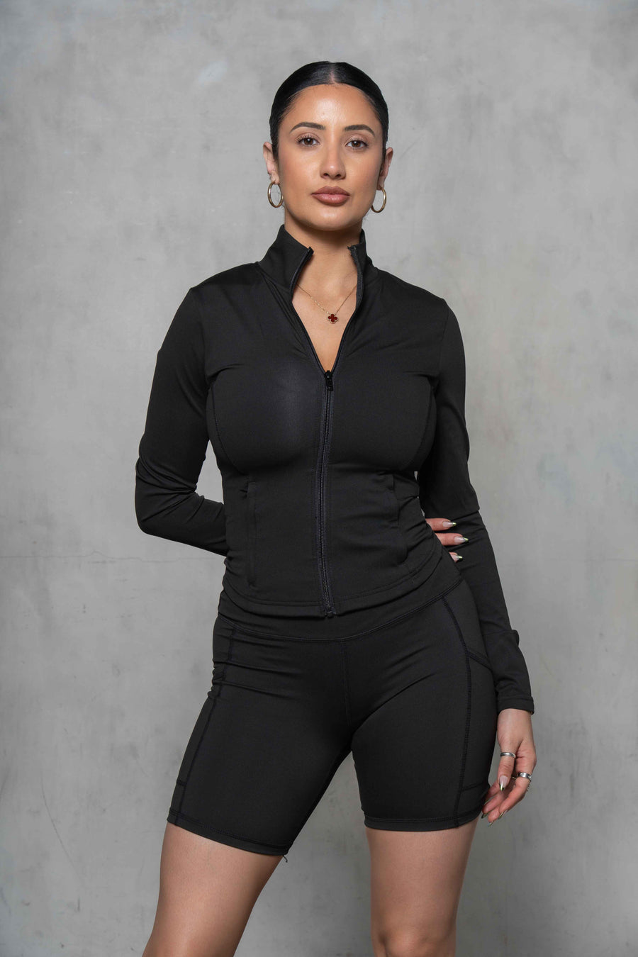 Bella Mock Neck Zip-Up Jacket