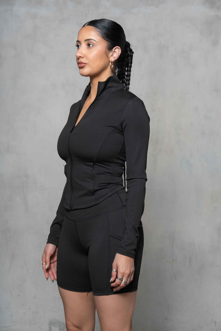 Bella Mock Neck Zip-Up Jacket