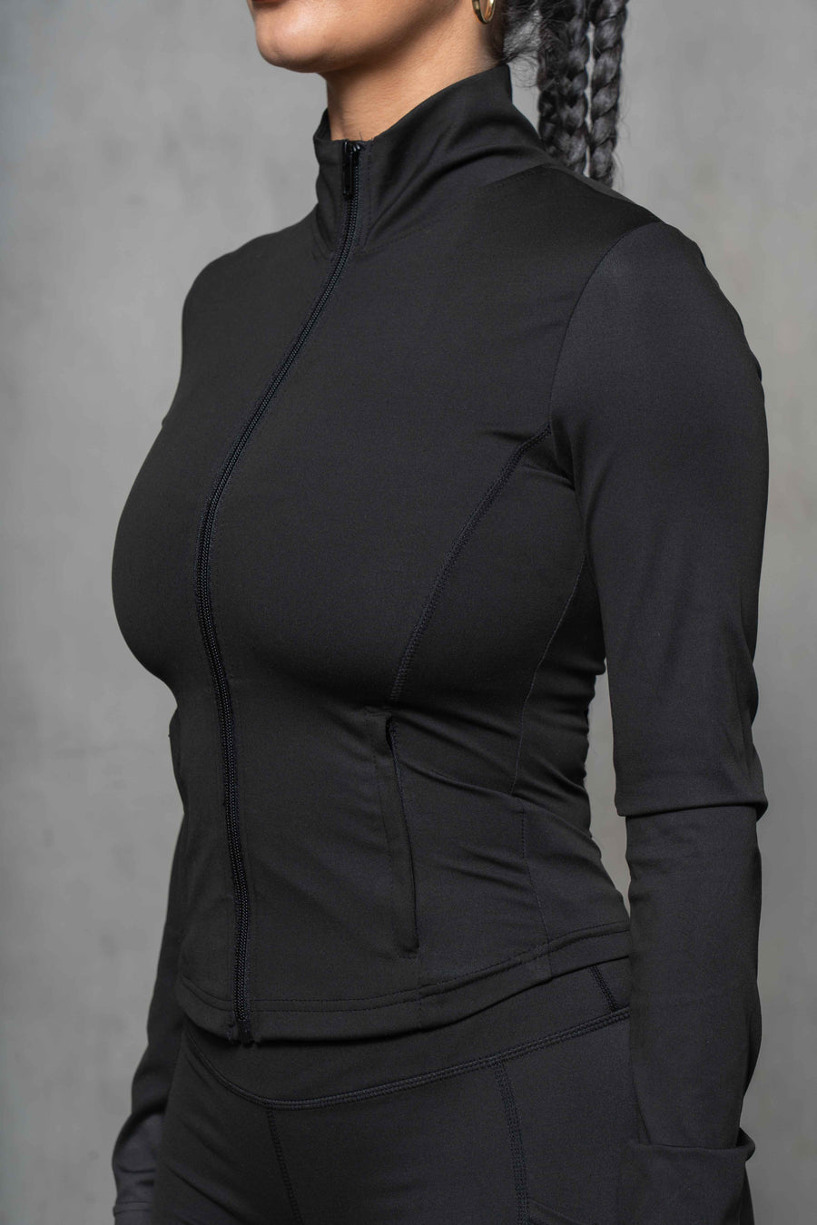 Bella Mock Neck Zip-Up Jacket