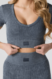 Seamless Ribbed Cropped T-Shirt