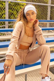 Classic Cropped Hoodie - Tan