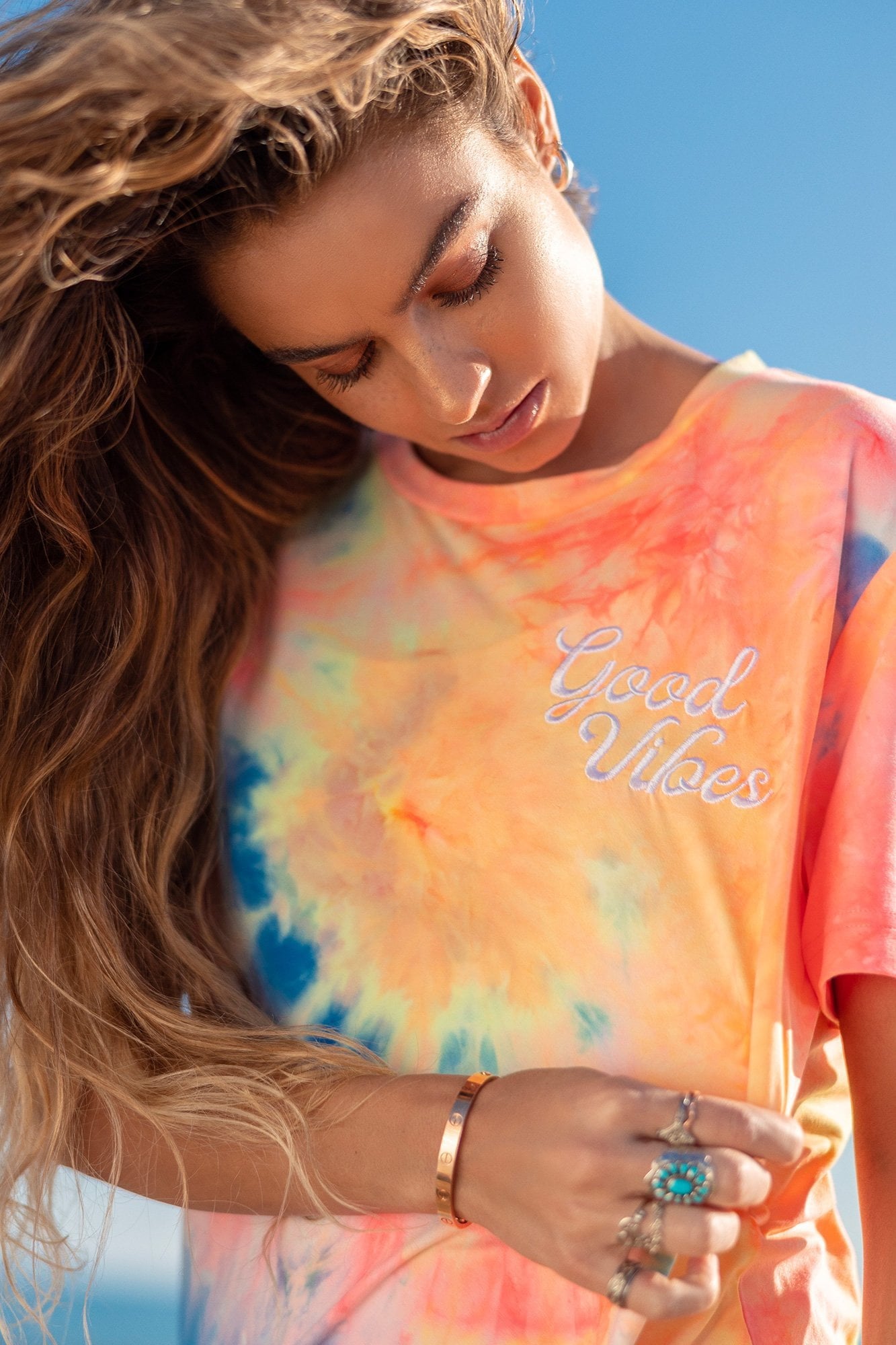 Soft Oversized 'Good Vibes' T-Shirt - Tie Dye