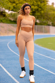 Butt Lift V-Waist Leggings - Tan